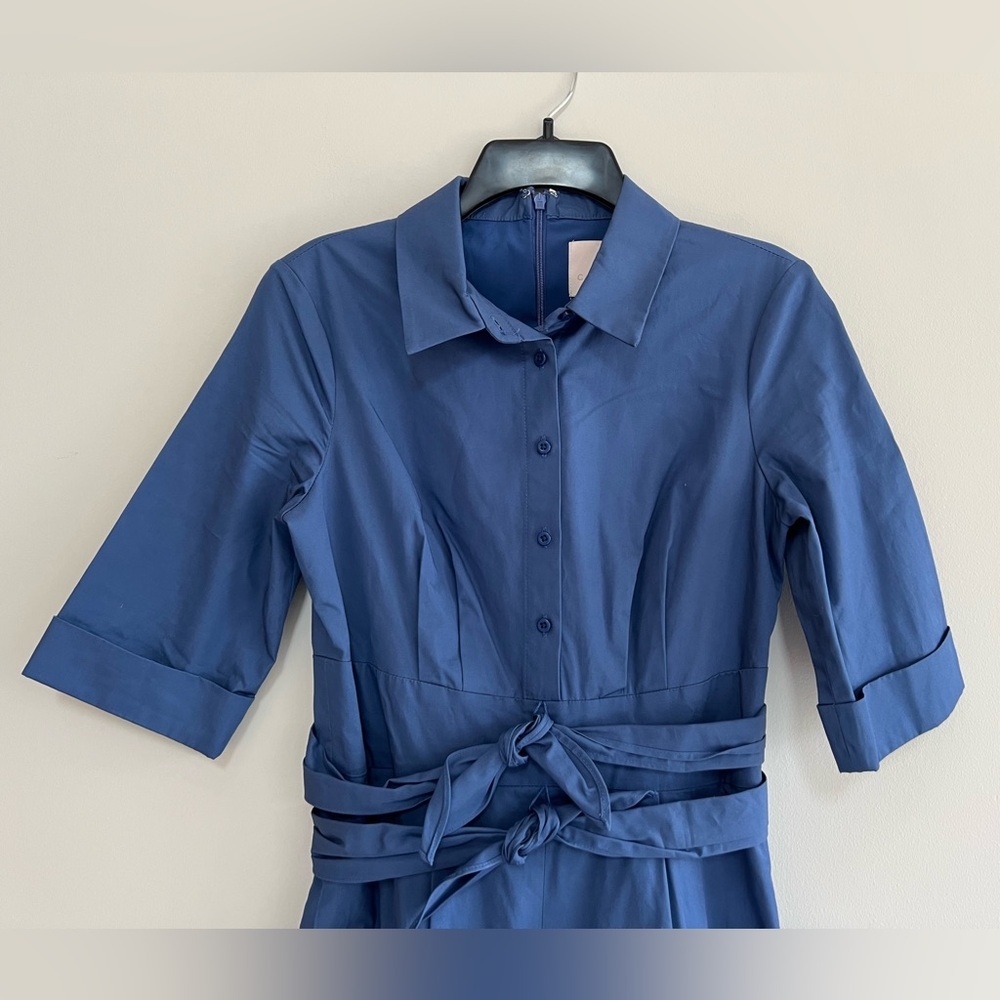 Gal Meets Glam Collection Sawyer Dual-Tie Wide-Leg Cropped Jumpsuit, Blue, 4 - Picture 11 of 12